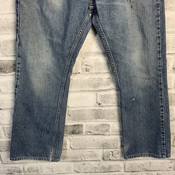 Levi's 527 Low Boot Cut Distressed Denim Jeans - Picture 6 of 16
